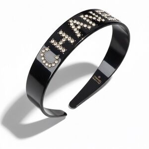 Black CHANEL lined rhinestone Logo chic headband